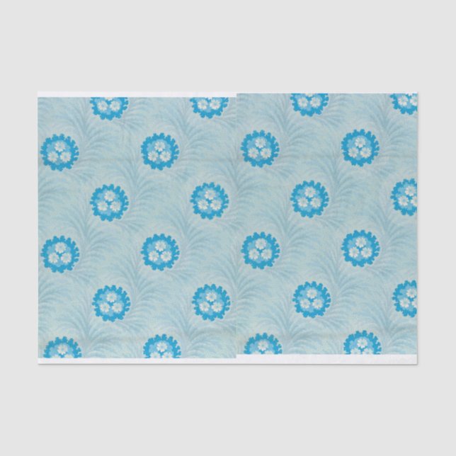 Blue floral retro design tissue paper (Front)