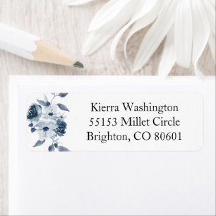 Blue Floral Return Address Label