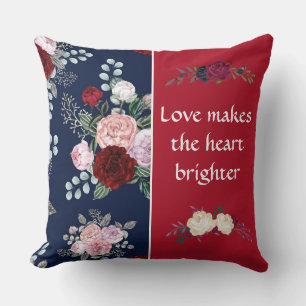 Blue Floral Reversible Decorative Pillow