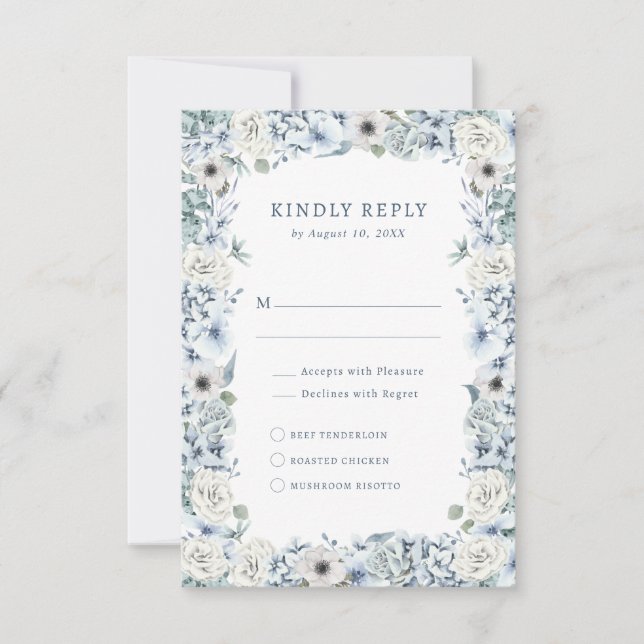 Blue Floral RSVP Card (Front)