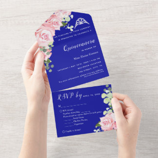 Blue Floral RSVP Trifold Event Invitation