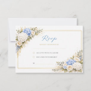 Blue floral rsvp wedding card