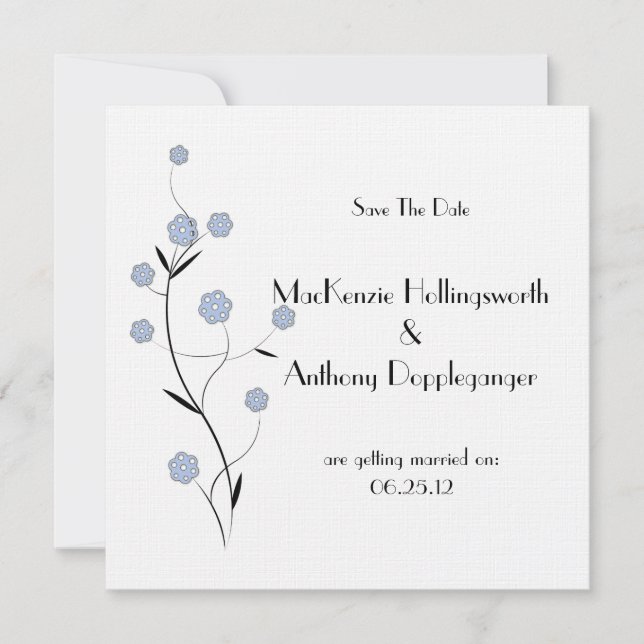 Blue Floral Save The Date Invitation (Front)