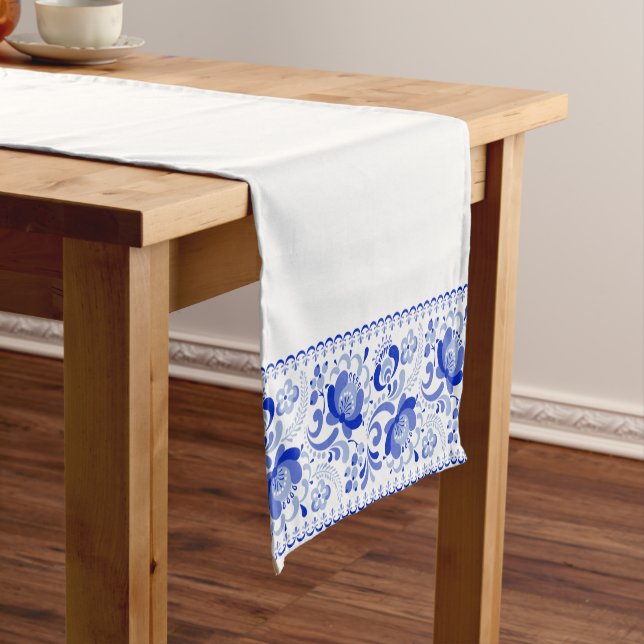 Blue Floral Scandinavian Folk Table Runner (In Situ)