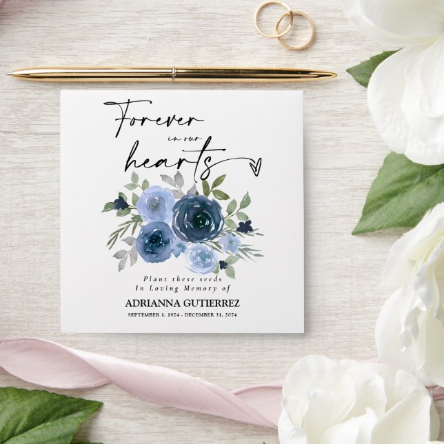 Blue Floral Seed Packet Memorial Funeral Envelope (Wedding)
