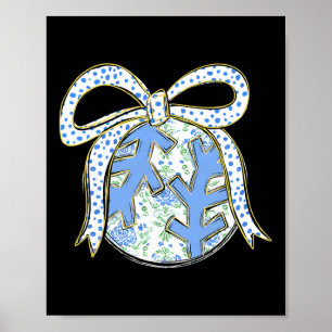 Blue Floral Sell Softll Coquette Bow Women Girls  Poster