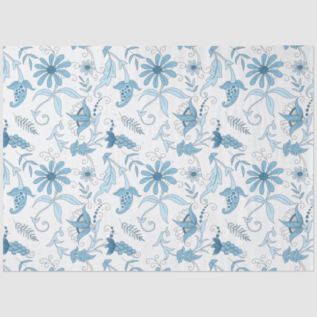 Blue Floral Series Design 8 Tissue Paper (Front)