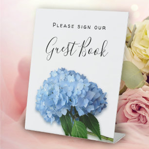 Blue Floral Sign Our Guest Book Tabletop Sign