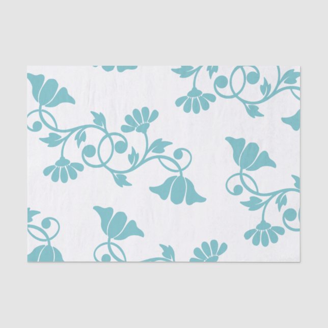 Blue Floral Silhouette Tissue Paper (Front)