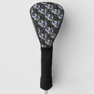 Blue Floral Skull Series Design 1 Golf Head Cover