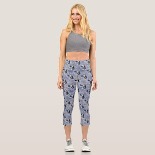 Blue Floral Skull Series Design 2 Golf Towel Capri Leggings