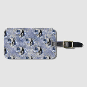 Blue Floral Skull Series Design 2   Luggage Tag