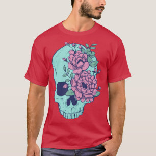 Blue Floral Skull T-Shirt