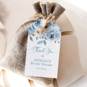 Blue Floral Something Blue Bridal Shower Thank you Gift Tags