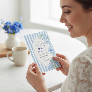 Blue Floral Something Blue Maid of Honor Proposal  Invitation