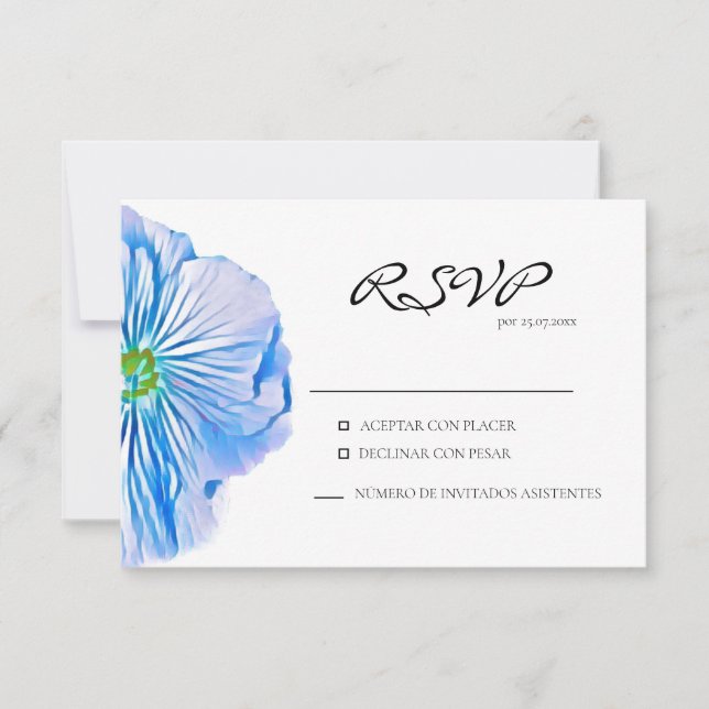 Blue Floral Spanish Response Card (Front)