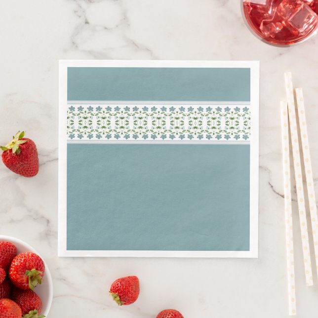Blue Floral Stripe Print Napkin (Insitu)