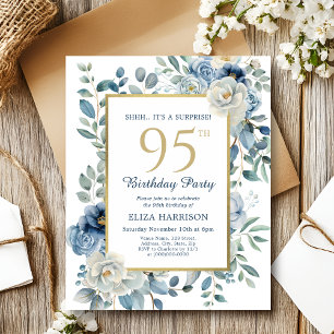 Blue Floral Surprise 95th Budget Invitation