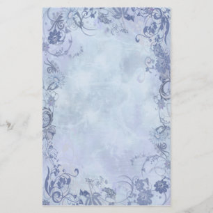 Blue Floral Swirls Stationery