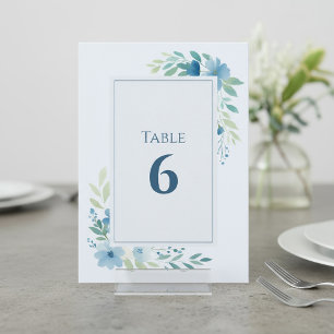 Blue Floral Table Number
