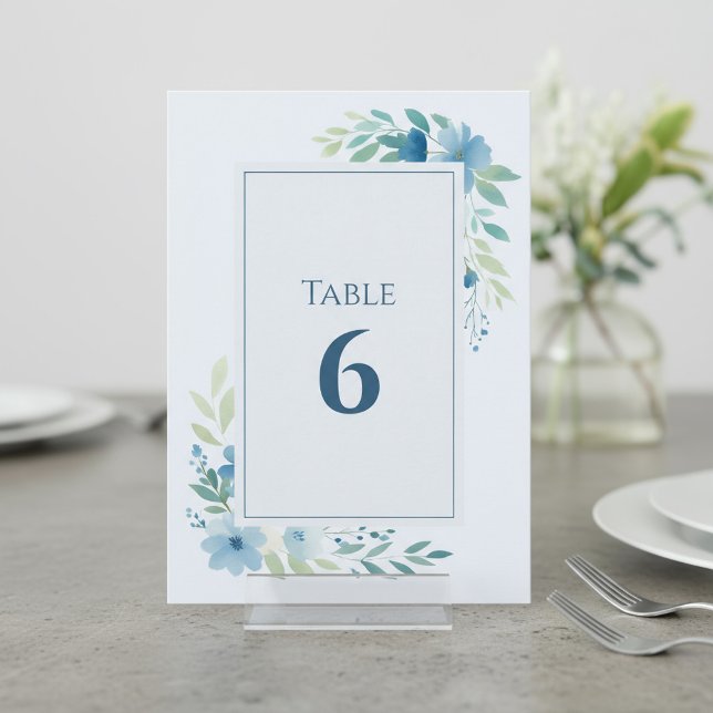 Blue Floral Table Number (Blue Floral Table Number.)