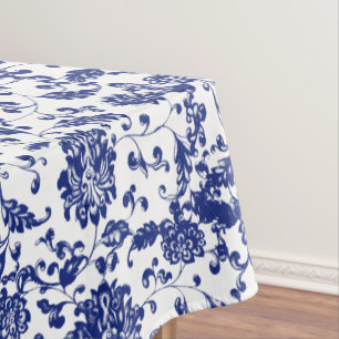 Blue Floral Tablecloth
