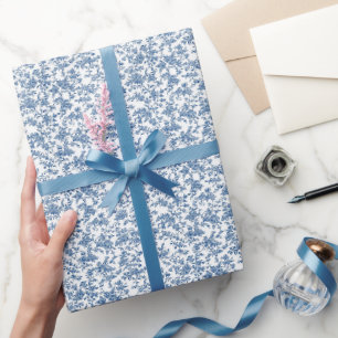 Blue Floral Tapestry Wrapping Paper