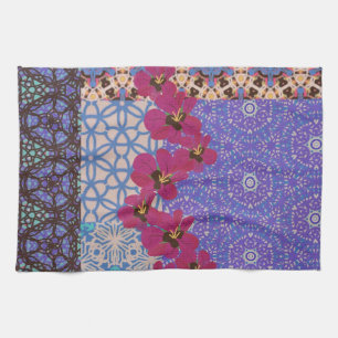 Blue Floral Tea Towel by KCS