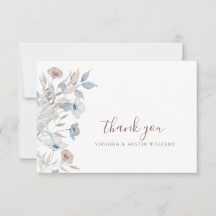Blue Floral Thank You Card