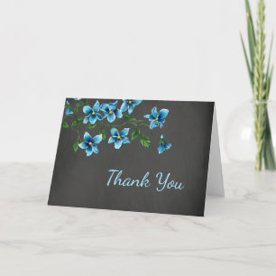 Blue Floral Thank You Card