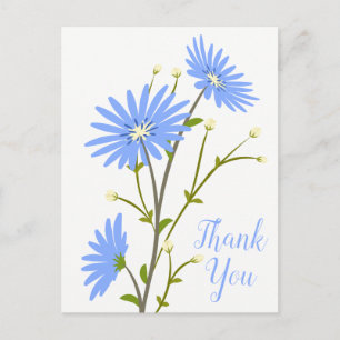 Blue Floral Thank You Daisy Flower Wedding Daisies Postcard