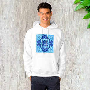 Blue Floral Tile Pattern Vintage Mediterranean Hoodie