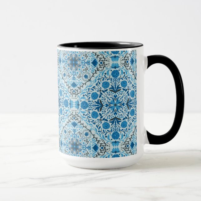 Blue floral tiles mug (Right)