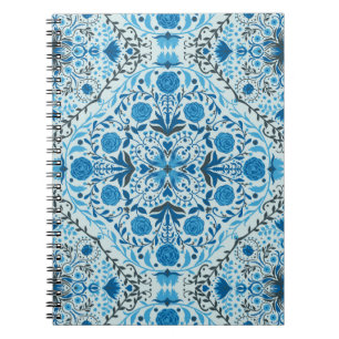 Blue floral tiles notebook