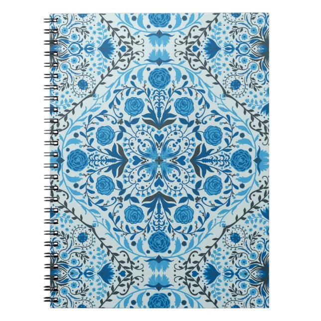 Blue floral tiles notebook (Front)