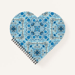 Blue floral tiles notebook