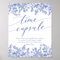 Blue Floral Time Capsule Bridal Shower Game Sign