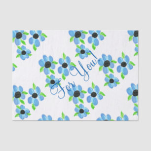 Blue Floral Tissue Paper