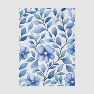 Blue Floral Tissue Paper Botanical Gift Wrap