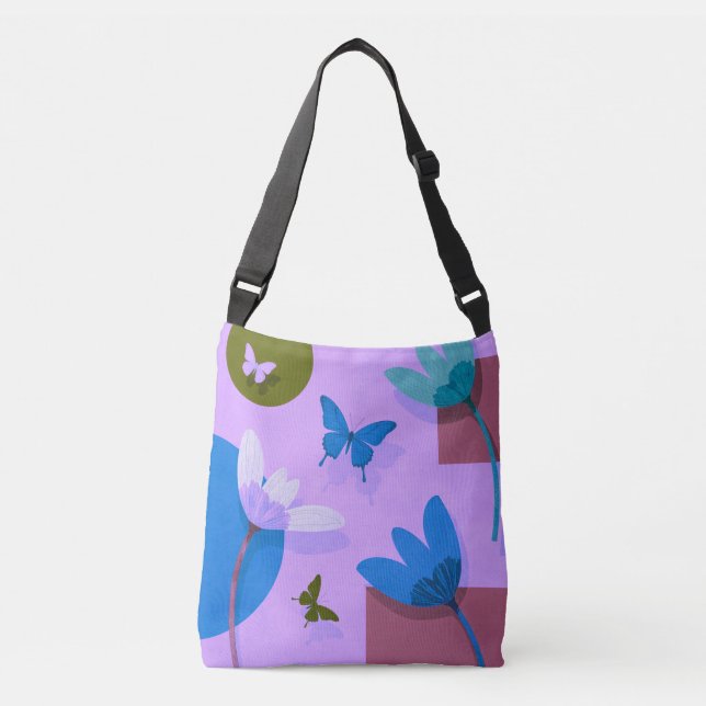 Blue Floral Tote Bag – Modern Abstract Design (Front)