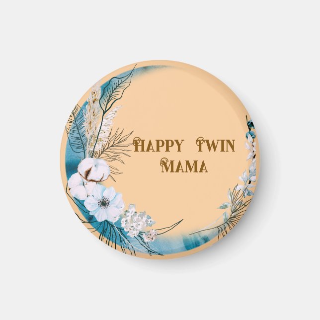 Blue Floral Twin Mama  Magnet (Front)