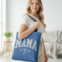 Blue Floral Varsity Mama Feminine Design