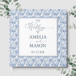 Blue Floral Victorian Toile Vintage Wedding  Guest Book
