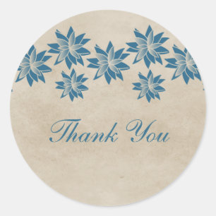 Blue Floral Vintage Thank You Stickers