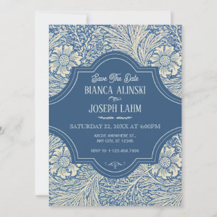 BLUE FLORAL VINTAGE WEDDING SAVE THE DATE