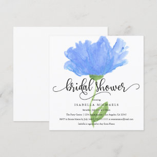 Blue Floral Watercolor Bridal Shower Invite