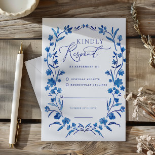 Blue Floral Watercolor Frame Response Card