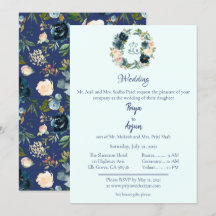 Blue Floral Watercolor Hindu Ganesh Wedding