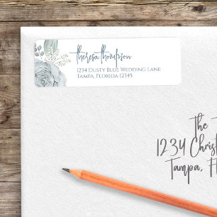 Blue Floral Watercolor Return Address Custom