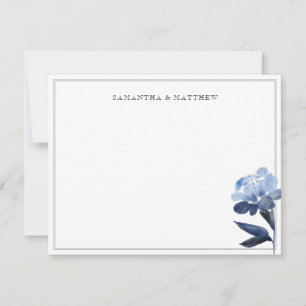 Blue Floral Watercolor Two Borders Couple Card